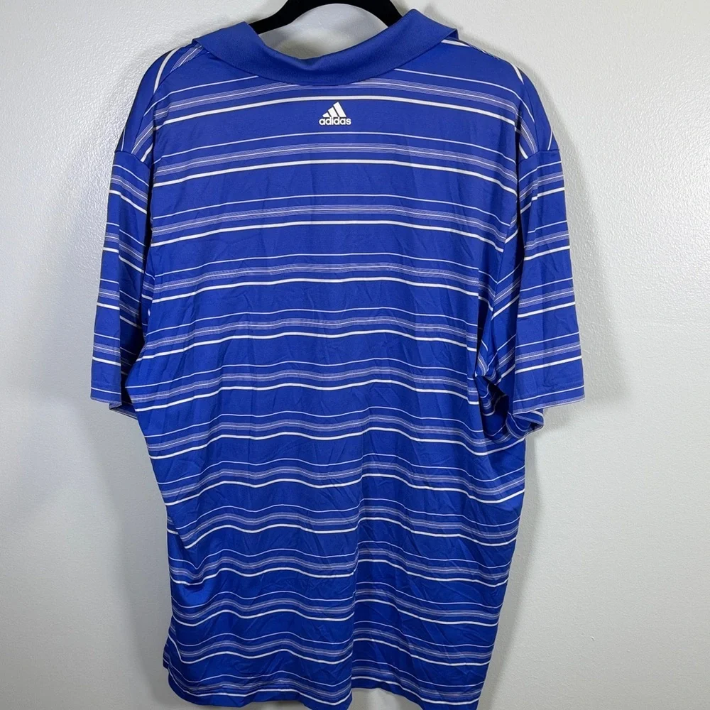 adidas PureMotion Blue and White Striped Polo‎ Shirt